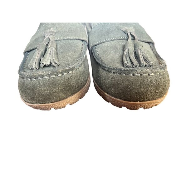 Mia Suede Wedge 10 Green Slip On Platform Boho Tassel Retro Hippie Indie Y2K 80s - Picture 7 of 14